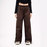 90s streetwear Spring and Autumn Fashion Personalized Niche Street Women's Elastic High Waist Loose Sports Wide-Leg Pants