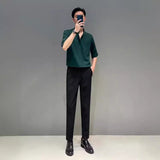 classy outfits men New Chinese Style Stand Collar Short-Sleeved Shirt Men's Summer New Niche Shirt Trendy Ice Silk Drape All-Match Top