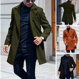 men’s fashion European Version New plus Size Woolen Overcoat Men's Casual Jacket Mid-Length Double Breasted