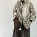 Neutral striped shirt men's long sleeve layered Japanese retro top design niche inner wear outer wear spring and autumn