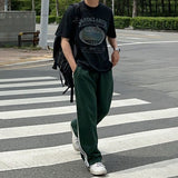 men outfits Myq Contrast Color Striped Casual Pants Men's Summer Cotton Sports Pants Korean Style Loose Draping Straight Sweatpants