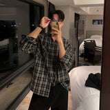 mens fall fashion Lazy Style Plaid Shirt Men's Spring Casual Long-Sleeved Shirt Korean Style Loose Shirt Couple Coat Fashion