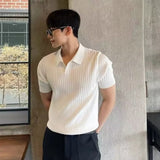 old money outfits men Summer New Ins Business Light Mature Style High Quality Casual Lapel Slim Sweater Men's Polo Short Sleeve Fashion