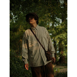 Gotmes-shop hipster Fashionable All-Matching Men's Long-Sleeved Striped Shirt New Spring and Autumn Vintage Shirt Japanese Style Youth Retro Loose Shirt Fashion