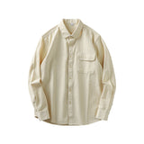 American heavyweight work shirt long sleeve men's spring and autumn pocket high-grade white shirt jacket free ironing anti-wrinkle tide