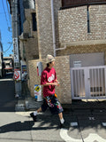 Colored printed washed seven-point denim shorts men's  summer new straight loose versatile wide-leg pants