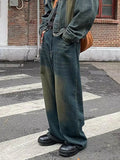 Retro Vintage Jeans For Men Y2k Street Hip-Hop Loose Wide Leg Straight Leg Pants Trend Retro Men'S Clothing