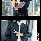 Autumn KPOP Fashion Style Harajuku Slim Fit Tops Loose All Match Casual Outerwear Stand Collar Pockets Zipper Long Sleeve Jacket