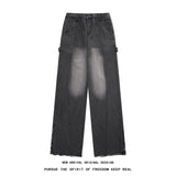 Spring New Fashion Side Zipper Casual Jean Pants Men High Street Loose Straight Pant Mens Vintage All-match Trousers