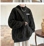 Autumn and winter high street men and women Korean style trend lazy style round neck sweater couple loose retro casual knitted