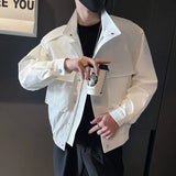 KPOP Fashion Style Harajuku Slim Fit Ropa Hombre Loose Casual All Match Outerwear Solid Button Zipper Pockets Long Sleeve Jacket