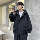 Outdoor Jackets Men Hooded Moto Japanese Style Handsome Pockets All-match Fitness High Street Leisure Autumn Safari Boyfriend