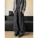 Baggy Jeans Men Distressed Wash Cargo Trousers Streetwear Wide Leg Drop Croch Hip Hop Joggers with Big Pockets for Teen Boys