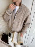 New Japanese Retro Men Cardigan Jacket Winter Light Luxury Trendy Turtleneck Knit Zip-up Long Sleeve Sweater Coat Premium Outfit