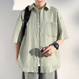 Summer Short Sleeved Shirt Men Black White Casual Shirts Men Streetwear Loose Pleated Shirts Man Fashion Shirt Large Size 5XL