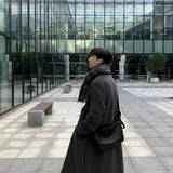 Men's Long Woolen Jacket To The Knee Winter Thickened Herringbone New Style Autumn/winter High Tall Coat