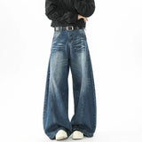 Mens Loose Wide Leg Jeans High Street Patchwork Vintage American Trendy Urban Fashion Hip Hop Oversized Trousers Streetwear