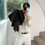 Diamond Graphics Textured Twist Zipper Men Cardigan Light Luxury Lapel Long Sleeve Sweater Coats Premium Quality Knitted Jackets