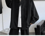 New Chinese Style Fold-button Shirt Men's Long-sleeved Hanfu Tang Suit Jacket Chinese Style Jacket Men's Fashion Tops Urban