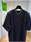 Light Luxury High-end Niche Texture T-shirt Men's Summer Handsome Short-sleeved Loose Fashionable Casual Bubble Yarn Top Chic