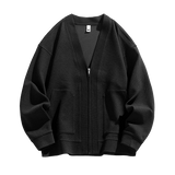 Autumn Men Jacket Coat Pockets Cardigan Sweater Plus Size 6XL 7XL 8XL Oversize Black Zipper Coats Male Business Outerwear