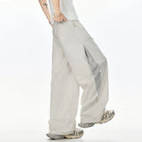 New Summer Men's Casual Pants Solid Color Elastic Waist Contrast Color Ice Silk Mesh Hollow Out Drawstring Bottom