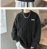 Autumn and winter high street men and women Korean style trend lazy style round neck sweater couple loose retro casual knitted
