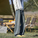 Men Classic Jeans Spring Loose Wide Leg Floor Length Elastic Waist Plus Size8XL Trendy Oversized Comfort Casual Fashion Hot sale