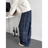 Cargo jean pants Men Wide Leg DenimLoose Straight Baggy Men's Jeans hip hop Streetwear Skateboard Neutral denim Trousers