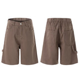 Summer Back Ribbon Design Casual Shorts Simple Loose Fit Male Solid Color New Fashion Men's Bottoms 2025 Pants