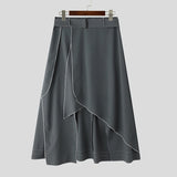 Men Irregular Skirts Loose Joggers Personality Solid Color 2024 Casual Men Bottoms Streetwear Fashion Male Skirts S-5XL