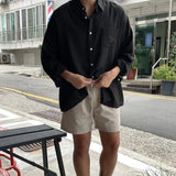 Unisex Oversized Linen Shirt Coat Men's Long Sleeve Casual Loose Fit Fashion Japanese Korean Style Sun Protection Clothing