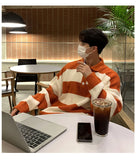 New Fashion Striped Men Polo Sweater Light Luxury Korean Popular Knitwear Premium Quality Long Sleeve Pullover Trendy Streetwear