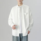 6 Colors Men's Baggy Long Sleeve Shirt Fashion Korean Lapel Coat Tops Youth Casual Classic Simple Male Clothes Trendy Brand