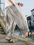 Ice Silk Casual Linen Pants Men Oversize Chinese Summer Wide leg Baggy Sweatpants Male Outdoor Sport Harem Trousers