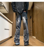 Autumn jeans men New Fashion Side Zipper Casual Jean Pants Men High Street Loose Straight Pant Mens Vintage All-match Trousers