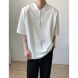Summer Short Sleeved T-shirt Men Fashion Black White Casual T-shirt Men Streetwear Korean Loose Shoulder Pad T Shirt Mens Top