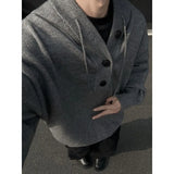 Mens Knitted Hooded Sweaters Solid Color cardigan Casual Pullover Autumn Comfortable Buttons V-neck Loose Lazy Sweater 4 Colors