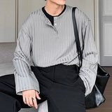 New Japanese Fashion Men Henry Collar T-shirt Light Luxury Solid Color Long Sleeve Tops Leisure Light Business Basic Shirt M-3XL