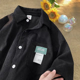 Korean style men and women trendy waffle short sleeved shirt summer couple retro patch casual loose half sleeved T-shirt top