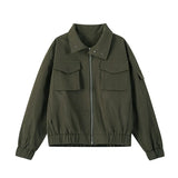 Men's Jacket Spring Double Pockets Street Lapel Jacket Solid Color Zipper Jackets Fashion Male Coats