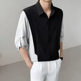 Patchwork Mid Sleeve Shirt mens Novel Design High Quality Cool Comfort Fabric Summer Fashion Trendy Menswear