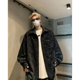 Men's Tie-dye Corduroy Shirts Long Sleeve Streetwear Shirt Korean Style Woman Men Soft Loose Casual Shirt Autumn New Pink/Black