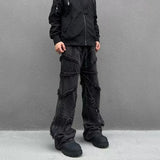 Y2K Fashion Washed Black Baggy Stacked Jeans Pants For Men Clothing Straight Hip Hop Long Trousers Pantalones Hombre