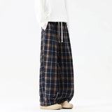 Autumn Thick Casual Pants Men Warm Retro Plaid Pants Men Streetwea Hip-hop Loose Wide Leg Pants Mens Oversized Vintage Trousers