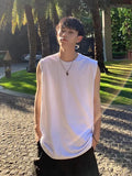 Korean Style Men Tank Top Loose Fit Gym Vest Sports Tops 100% Cotton Men's Basic Sleeveless Tee Shirts