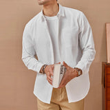 New Trend Men Luxury Business Shirts Casual Striped Long Sleeve Cardigan Tops Japanese Style Fashion Leisure Commuter Blouse