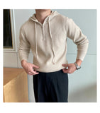 New British Leisure Men's Hooded Sweater Trendy Zip-up Preppy Style Slim-fit Long Sleeve Hoodies Casual Vintage Warmth Knitwear