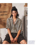 New Japanese Chic Men Shirts Light Luxury Striped Cuban Collar Half Sleeve Cardigan Summer Trendy Leisure Breathable Tops M-3XL