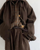 Autumn Winter Oversized Warm Soft Caramel Woolen Jacket Men Raglan Sleeve Loose Casual Unisex Clothing 